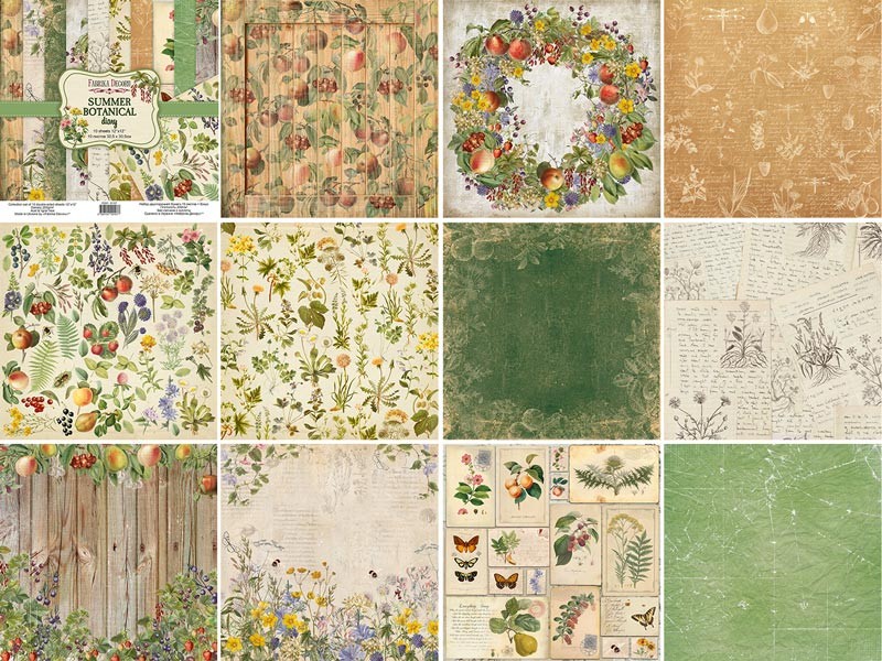 Коллекция бумаги для скрапбукинга Summer botanical diary, 30,5 x 30,5 см, 10 листов - Фото 0