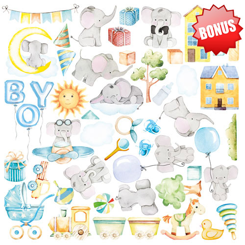 Коллекция бумаги для скрапбукинга My cute Baby elephant boy 30,5x30,5 см, 10 листов - Фото 11