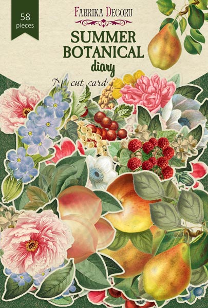 Zestaw wycinanek, kolekcja Summer botanical diary 58 szt - Fabrika Decoru
