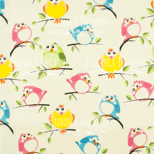 Fabric cut piece 35X75 Birds on a branch - foto 0