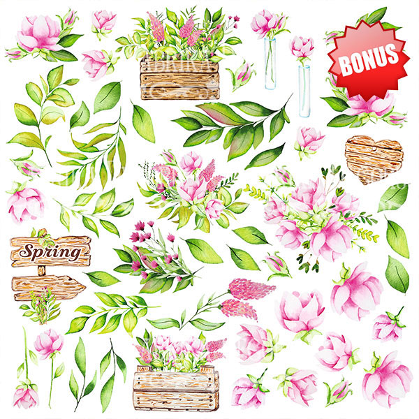 Double-sided scrapbooking paper set Spring blossom 12"x12" 10 sheets - foto 11