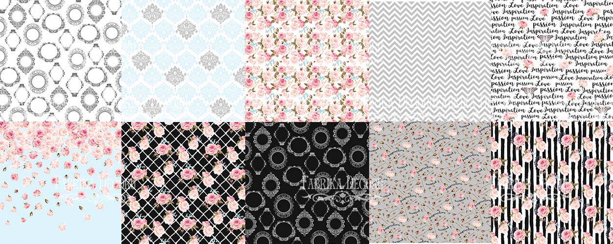Double-sided scrapbooking paper set  Sensual Love 8”x8”, 10 sheets - foto 0