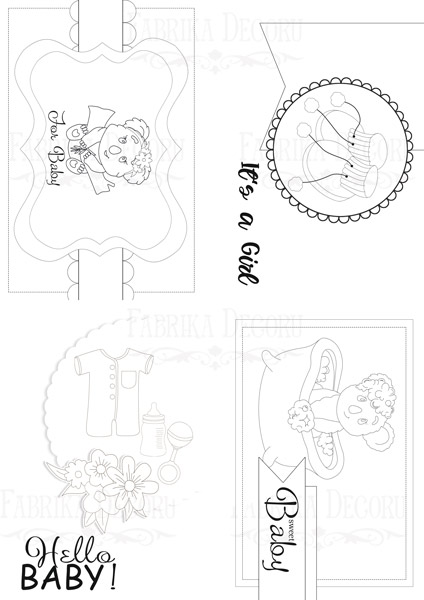Set of 8pcs 10х15cm for coloring by markers Puffy Fluffy Girl EN - foto 1