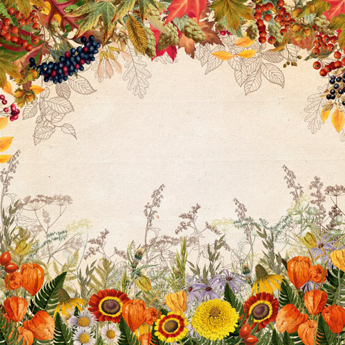 Double-sided scrapbooking paper set Autumn botanical diary 12"x12", 10 sheets - foto 9