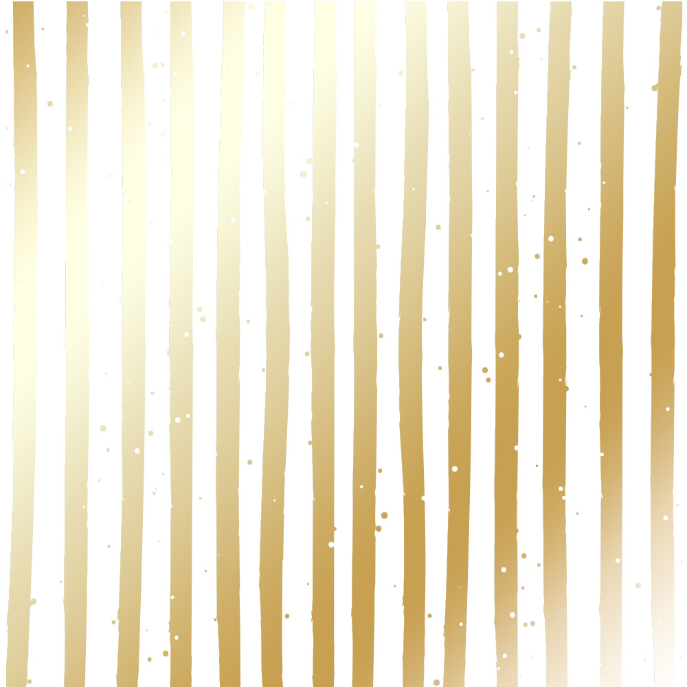 Sheet of single-sided paper with gold foil embossing, pattern Golden Stripes White, 12"x12"