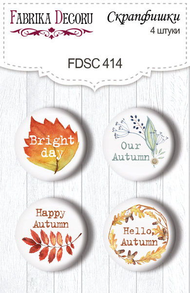 Set of 4pcs flair buttons for scrabooking Colors of Autumn EN #414
