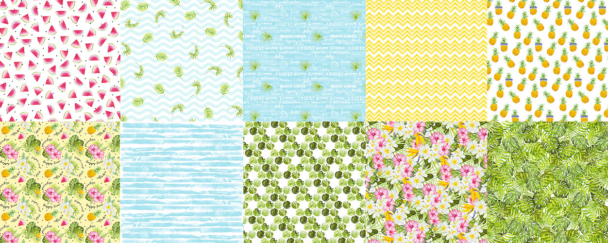 Double-sided scrapbooking paper set  Tropical paradise 8”x8”, 10 sheets - foto 0
