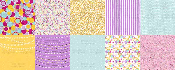 Double-sided scrapbooking paper set Party girl 8"x8" 10 sheets - foto 0