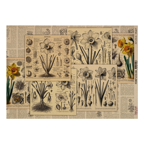 Arkusz kraft papieru z wzorem "Botany spring", #6, 42x29,7 cm - Fabrika Decoru