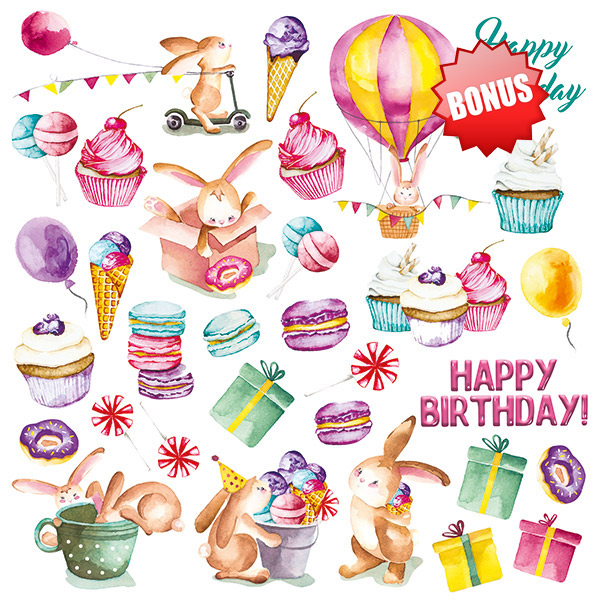 Double-sided scrapbooking paper set Sweet Birthday 8"x8", 10 sheets - foto 10