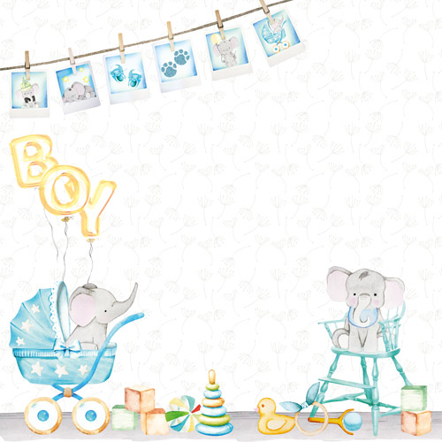 Коллекция бумаги для скрапбукинга My cute Baby elephant boy 30,5x30,5 см, 10 листов - Фото 9