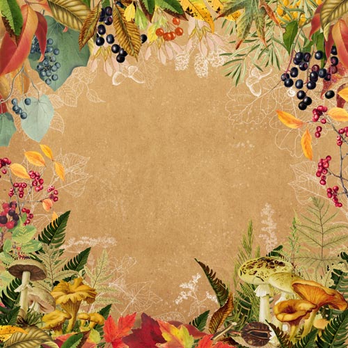 Double-sided scrapbooking paper set Autumn botanical diary 12"x12", 10 sheets - foto 5