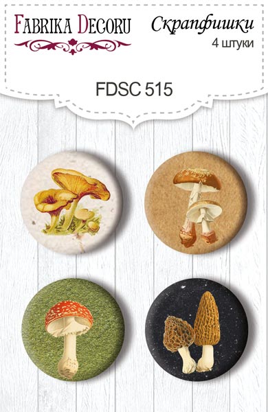 Zestaw 4 ozdobnych buttonów Autumn botanical diary #515 - Fabrika Decoru