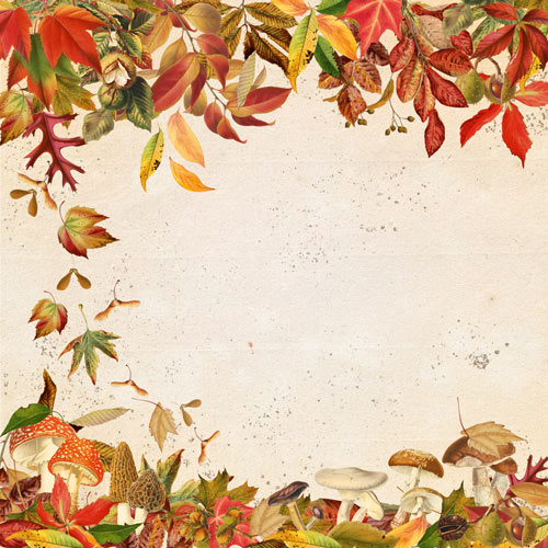 Double-sided scrapbooking paper set Autumn botanical diary 12"x12", 10 sheets - foto 1