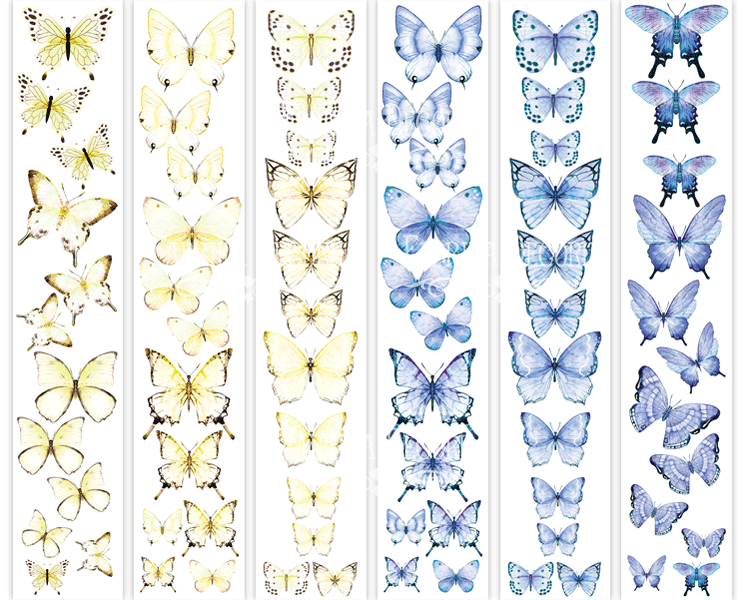 Set of stripes with pictures for decoration "Butterflies 2"