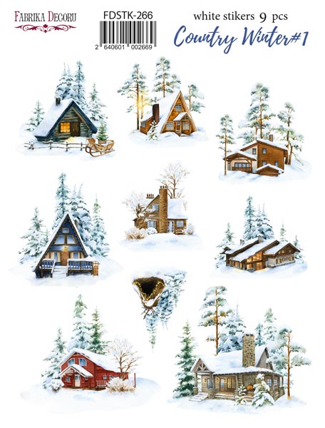 Set of stickers 9pcs Country winter #266