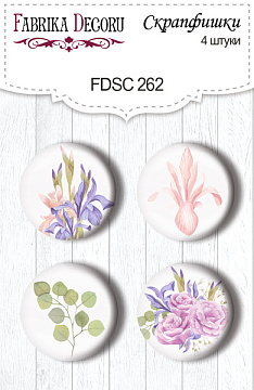 Set of 4pcs flair buttons for scrabooking "Majestic Iris 1" #262