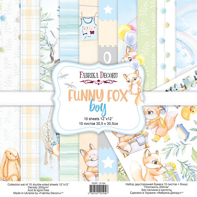 коллекция бумаги для скрапбукинга funny fox boy, 30,5 x 30,5 см, 10 листов