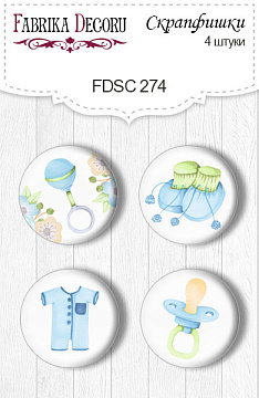Set of 4pcs flair buttons for scrabooking "Puffy Fluffy Boy" #274