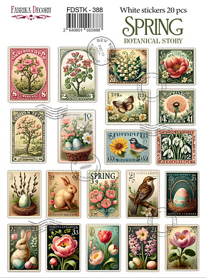 набор наклеек (стикеров) 20 шт spring botanical story #388