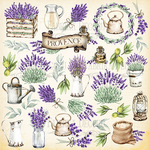 Blatt mit Bildern zum Schneiden. Kollektion "Lavendel Provence" - Fabrika Decoru