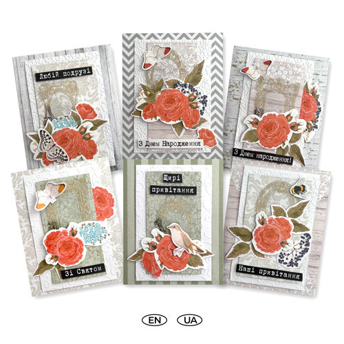 DIY kit for making 6 greeting cards "Roses dreams", 12 cm x 15 cm - foto 0