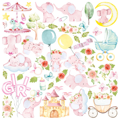 Arkusz z obrazkami do dekorowania "My cute Baby elephant girl" - Fabrika Decoru