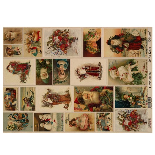 Arkusz kraft papieru z wzorem "Vintage Christmas", #9, 42x29,7 cm - Fabrika Decoru