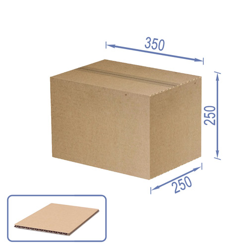 Коробка картонна для пакування (10шт), 3 шарова, коричнева, 350 х 250 х 250 мм - фото 0