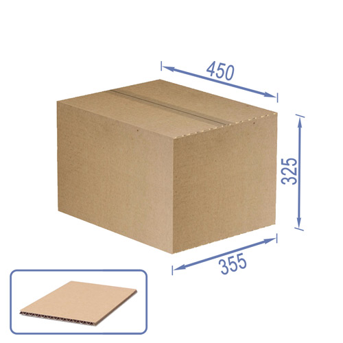 Коробка картонна для пакування (10шт), 3 шарова, коричнева, 450 х 355 х 325 мм - фото 0