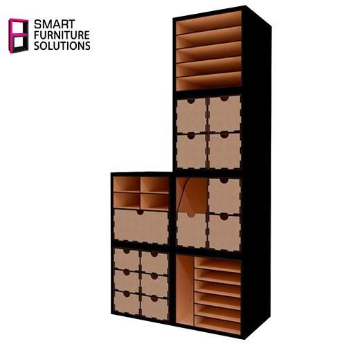 Мебельная cекция - куб, корпус Черный, Задняя панель МДФ, 400мм х 400мм х 400мм - Фото 4