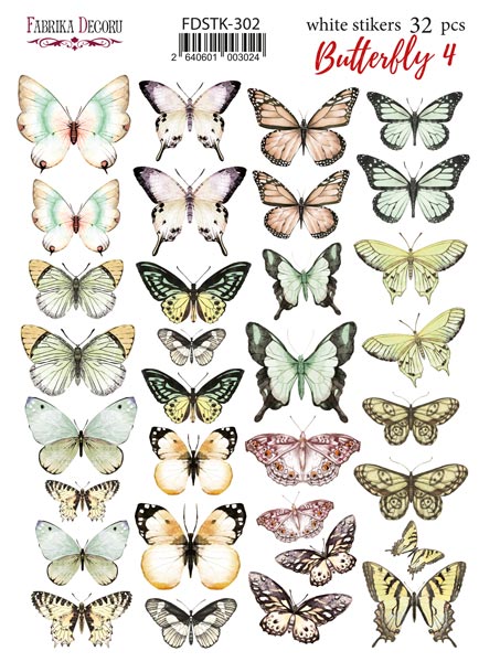 Aufkleberset 32 Stück Schmetterling #302 - Fabrika Decoru