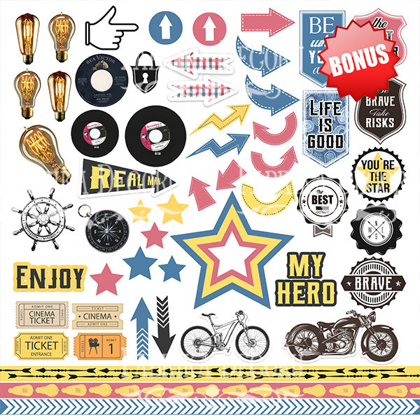 Double-sided scrapbooking paper set Specially for him 12"x12" 10 sheets - foto 10