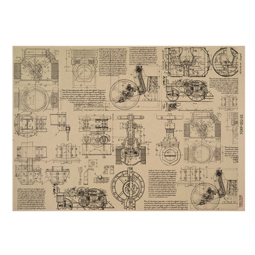 Kraftpapierbogen Mechanics and steampunk #03, 42x29,7 cm - Fabrika Decoru
