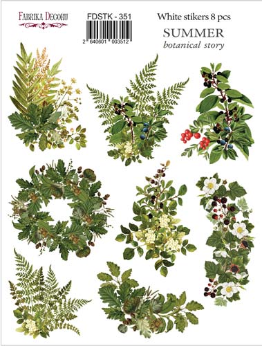 Zestaw naklejek 8 szt, Summer botanical story #351 - Fabrika Decoru