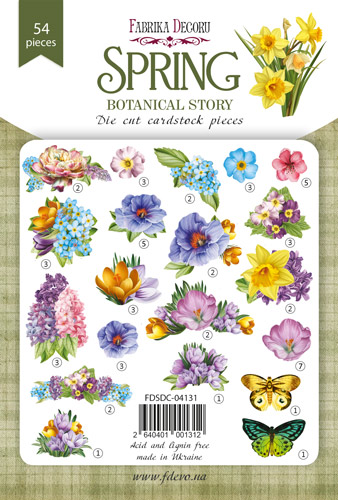Zestaw wycinanek, kolekcja Spring botanical story 54 szt - foto 0  - Fabrika Decoru