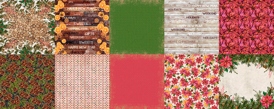 Double-sided scrapbooking paper set Botany winter 8"x8", 10 sheets - foto 0