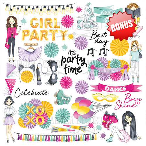 Double-sided scrapbooking paper set Party girl 12"x12" 10 sheets - foto 11