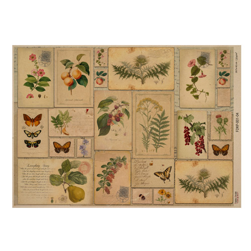 Arkusz kraft papieru z wzorem Botanical backgrounds #04, 42x29,7 cm - Fabrika Decoru