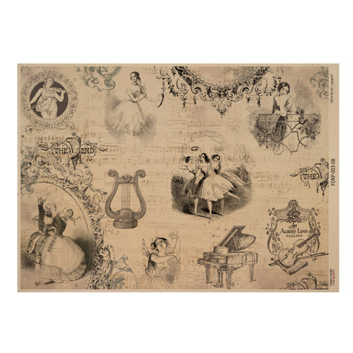 Arkusz kraft papieru z wzorem Vintage women's world #08, 42x29,7 cm - Fabrika Decoru
