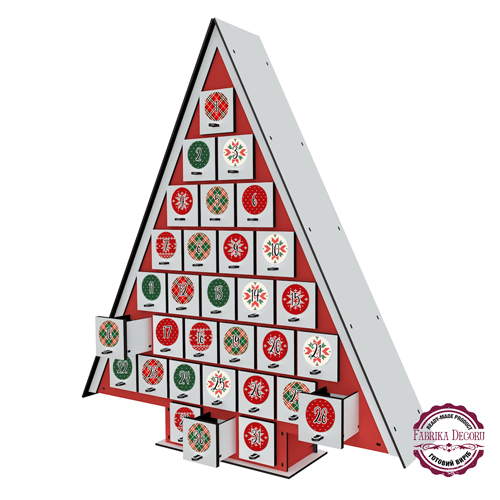Адвент календарь на 31 день с наклейками, Красный - Белый, собранный - Фото 0