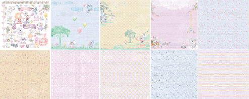 Double-sided scrapbooking paper set My little mousy girl 12"x12", 10 sheets - foto 0