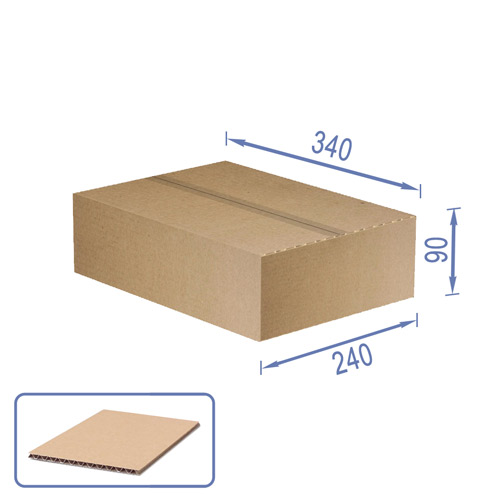 Коробка картонна для пакування (10шт), 3 шарова, коричнева, 340 х 240 х 90 мм - фото 0