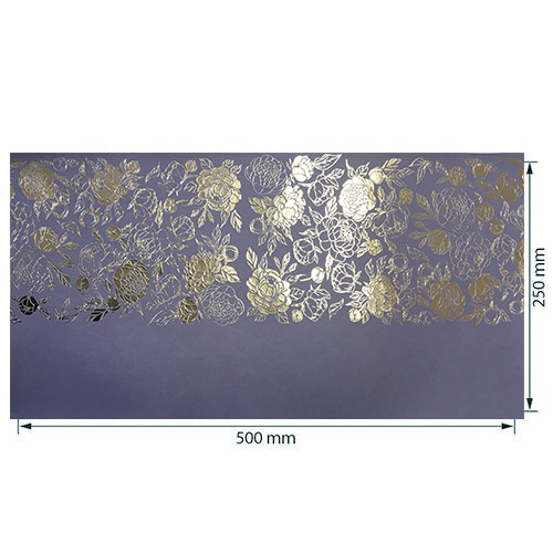 Piece of PU leather for bookbinding with silver pattern Silver Peony Passion, color Lavender, 50cm x 25cm - foto 0