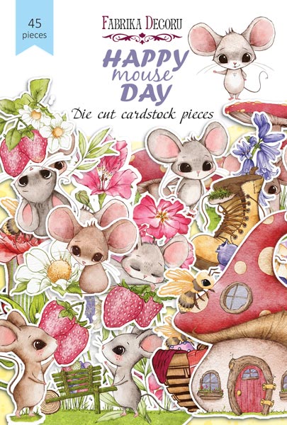 Zestaw wycinanek, kolekcja Happy mouse day 45 szt - Fabrika Decoru