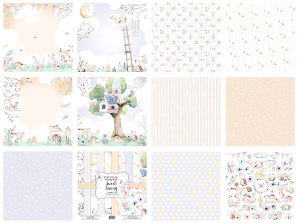 Double-sided scrapbooking paper set Sweet bunny 12"x12", 10 sheets - foto 0