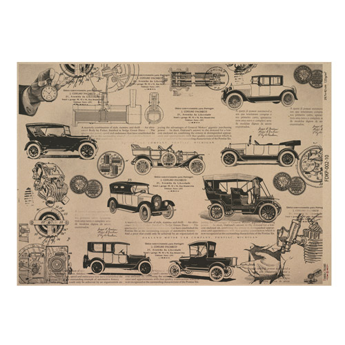 Arkusz kraft papieru z wzorem Mechanics and steampunk #10, 42x29,7 cm - Fabrika Decoru