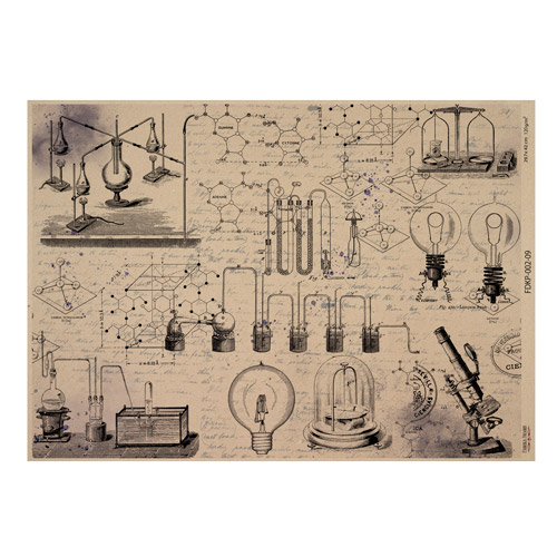 Arkusz kraft papieru z wzorem Mechanics and steampunk #09, 42x29,7 cm - Fabrika Decoru