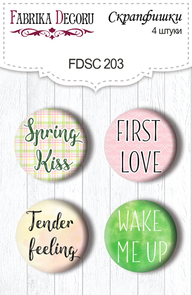 Set of 4pcs flair buttons for scrabooking "Spring blossom" EN #203