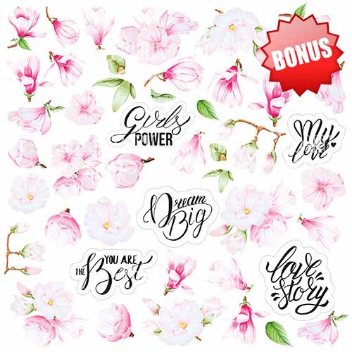 Double-sided scrapbooking paper set Magnolia in bloom 12"x12" 10 sheets - foto 0